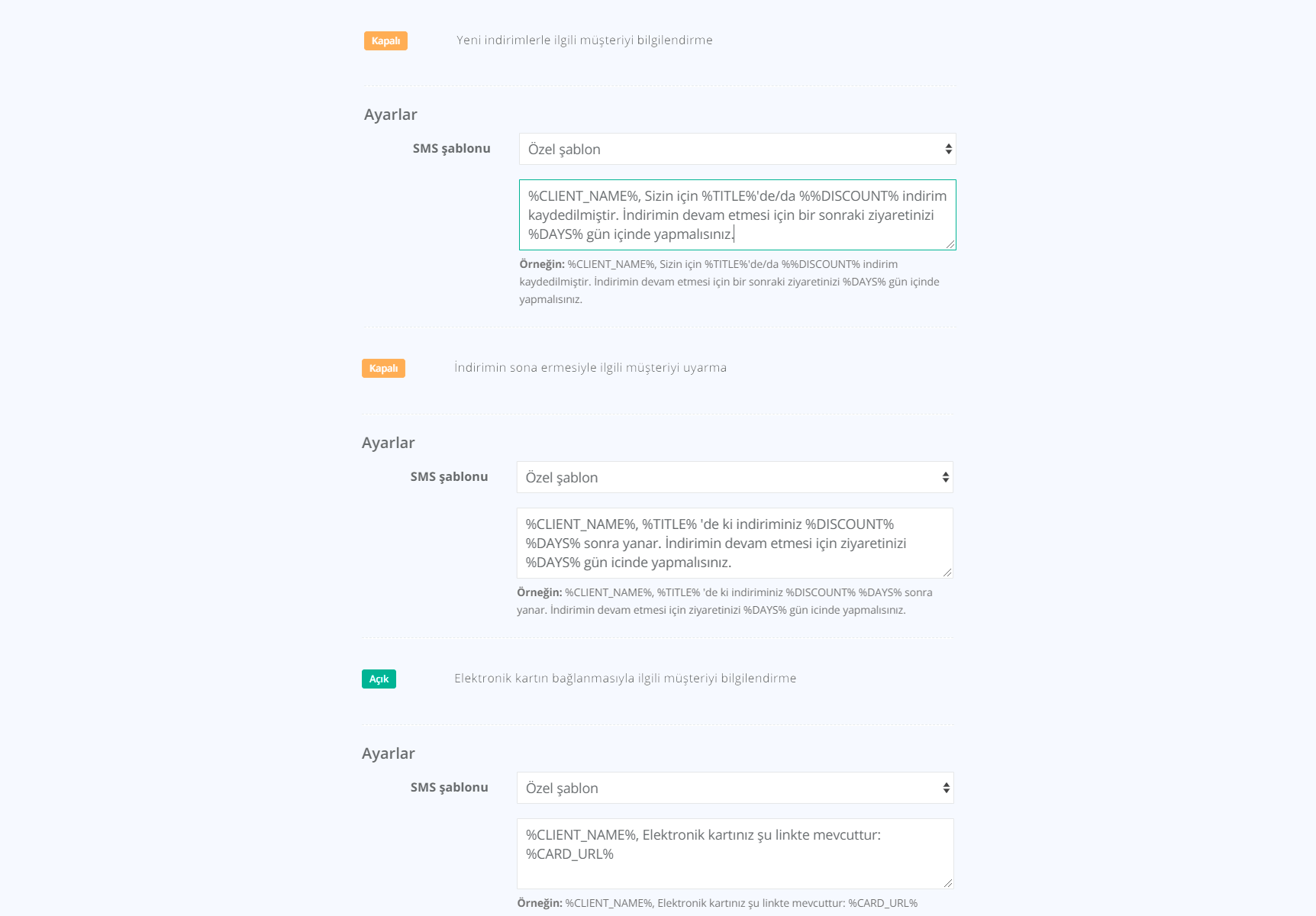 Автоматические оповещения yclients